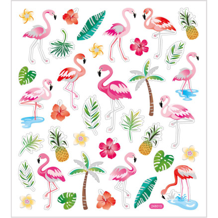 Stickers, flamingo, ark 15x16,5 cm, 1 ark