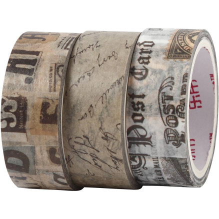 Masking Tape, brevkorrespondance, L: 5 M, B: 15 mm, 3rl./ 1 pk.