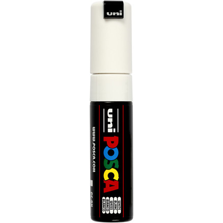 Posca Tusch, hvid, nr. PC-8K, streg 8 mm, 1 stk.