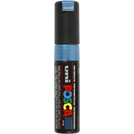 Posca Tusch, metallic blå, nr. PC-8K, streg 8 mm, 1 stk.