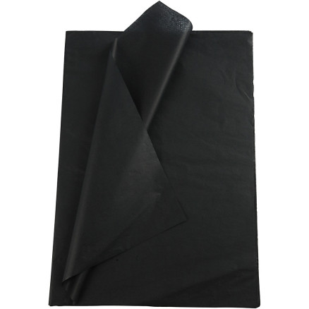 Silkepapir, ark 50x70 cm, 17 g, sort, 10ark/ 1 pk.