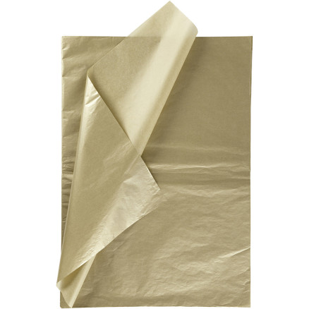 Silkepapir, ark 50x70 cm, 17 g, guld, 6ark/ 1 pk.