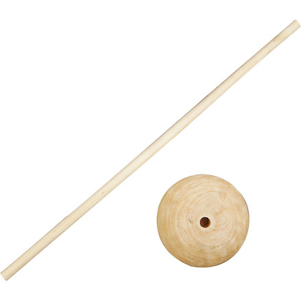 Rundstok med fod, H: 30 cm, diam. 6,5 cm, hulstr. 8 mm, 5sæt/ 1 pk.