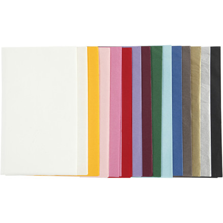 Silkepapir, ark 50x70 cm, 17 g, ass. farver, 15x2ark/ 1 pk.