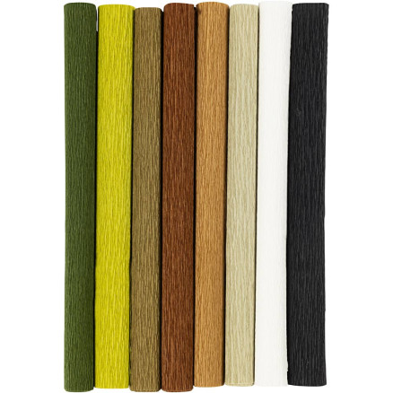 Crepepapir, ark 25x60 cm, Stræk/crepe: 180%, 105 g, natur, 8ark/ 1 pk.