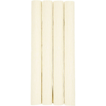 Crepepapir, ark 25x60 cm, Stræk/crepe: 180%, 105 g, off white, 4ark/ 1 pk.