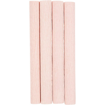 Crepepapir, ark 25x60 cm, Stræk/crepe: 180%, 105 g, soft rosa, 4ark/ 1 pk.