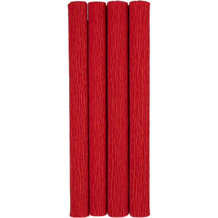 Crepepapir, ark 25x60 cm, Stræk/crepe: 180%, 105 g, rød, 4ark/ 1 pk.