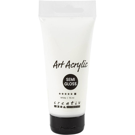 Art Akrylmaling, halvblank, dækkende, hvid, 75ml/ 1 fl.