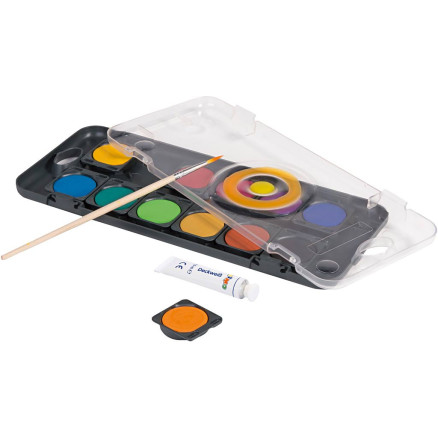 Skole Tempera Vandfarve, diam. 30 mm, ass. farver, 12stk./ 1 pk.