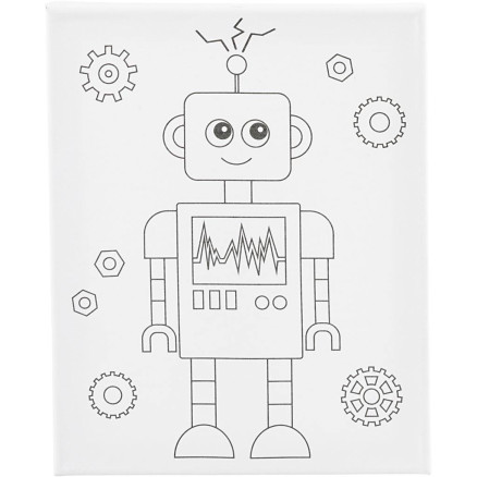 Malerlærred med print, Robot, D: 1,6 cm, str. 24x30 cm, 360 g, 1 stk.