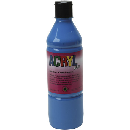 Akrylmaling, primær blå, 500ml/ 1 fl.