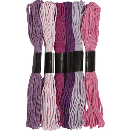 Broderigarn 1 mm Lilla - 6 Bundter i Pakke