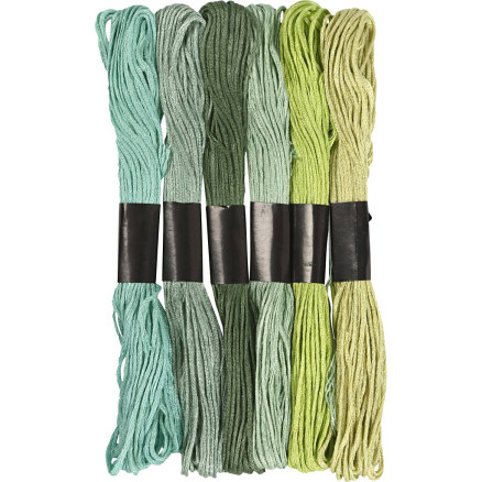 Broderigarn 1 mm Grøn - 6 Bundter i Pakke