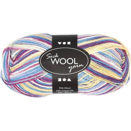 Strømpegarn 200 M - Lilla/Pink Harmoni, 50g Nøgle