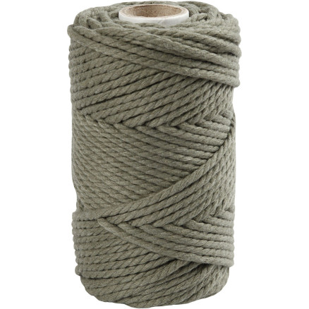 Macramé reb, L: 55 M, diam. 4 mm, mos grøn, 330g/ 1 rl.