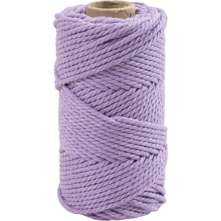 Macramé reb, L: 55 M, diam. 4 mm, lilla, 330g/ 1 rl.