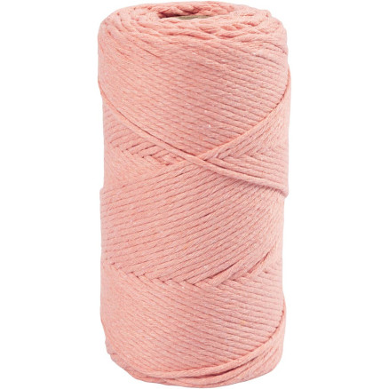 Macramé snor, L: 198 M, diam. 2 mm, rosa, 330g/ 1 rl.