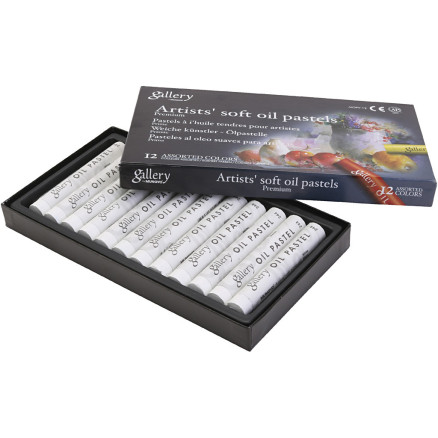 Gallery Oliepastel, L: 7 cm, diam. 11 mm, tykkelse 11 mm, hvid, 12stk./ 1 pk.