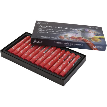 Gallery Oliepastel, L: 7 cm, diam. 11 mm, tykkelse 11 mm, skarlagen, 12stk./ 1 pk.