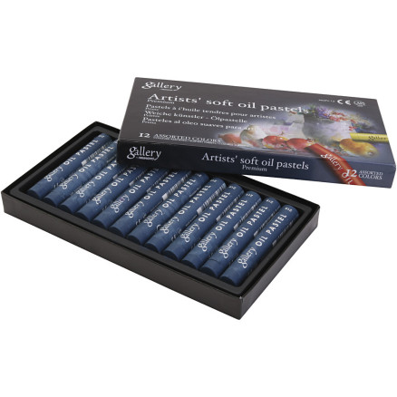 Gallery Oliepastel, L: 7 cm, diam. 11 mm, tykkelse 11 mm, prussian blue (447), 12stk./ 1 pk.