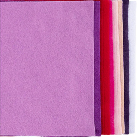 Hobbyfilt, A4, ark 210x297 mm, tykkelse 2 mm, lilla/pink harmoni, 10stk./ 1 pk.