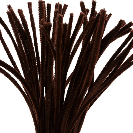 Chenille, L: 30 cm, tykkelse 6 mm, brun, 50stk./ 1 pk.