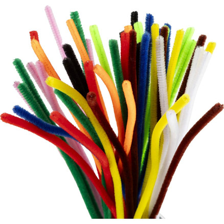 Chenille, L: 30 cm, tykkelse 6 mm, ass. farver, 50ass./ 1 pk.