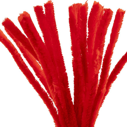 Chenille, L: 30 cm, tykkelse 15 mm, rød, 15stk./ 1 pk.