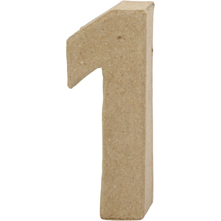 Tal 1 i Pap - H: 10 cm, B: 3,5 cm, Tykkelse: 1,7 cm