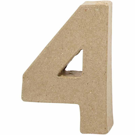 Tal 4 i Pap - H: 10 cm, B: 6,8 cm, Tykkelse: 1,7 cm