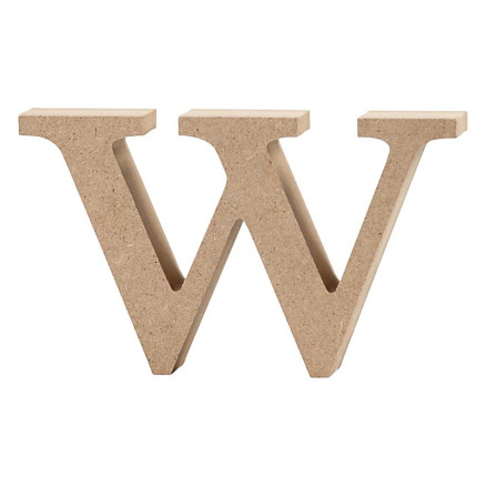 Træbogstav W - 8 cm, Tykkelse 2 cm, Kreativ DIY Deko