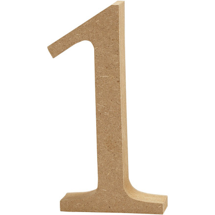 Tal 1 i træ - H: 13 cm, tykkelse 2 cm - Kreativ DIY
