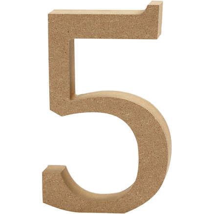 Tal 5 i Træ - H: 8 cm, Tykkelse 1,5 cm, 1 Stk.
