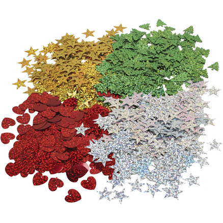 Julepailletter Hologram 14-16 mm - 4x20g Pakke