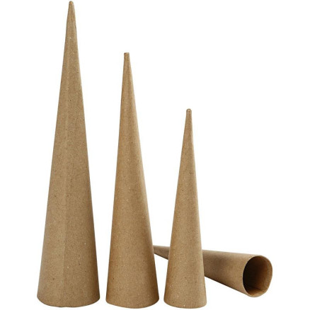 Høje Papmaché Kegler - 3 stk. til Kreativ DIY
