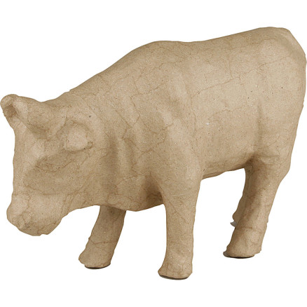Håndlavet Papmaché Ko - 15 cm H, 23 cm L, 1 stk.
