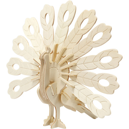 3D konstruktionsfigur, påfugl, str. 10x20,5x17,5 cm, 1 stk.