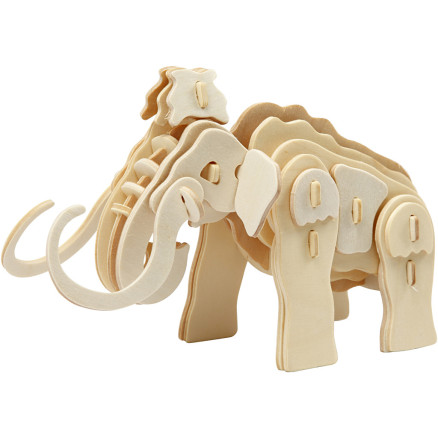 3D Konstruktionsfigur - Mammut i Træ til Kreativ Leg