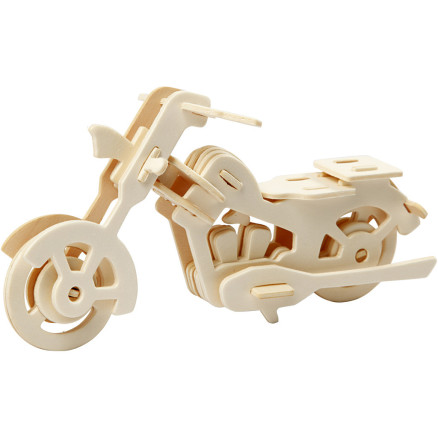 3D Konstruktionsfigur - Motorcykel i Træ til DIY Projekt