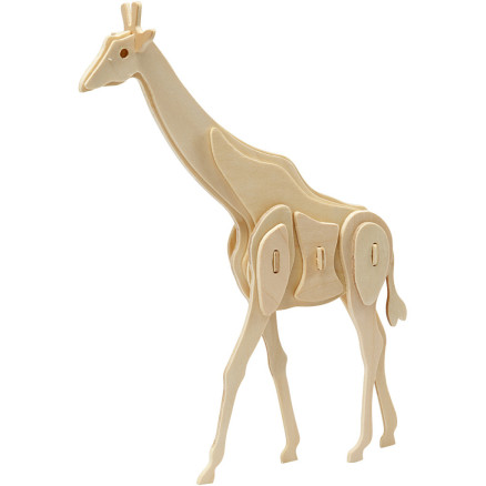 3D Konstruktionsfigur - Giraf i Træ, Usamlet Sæt