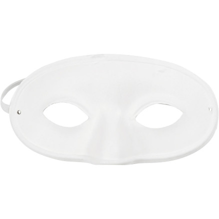 Halvmaske, H: 9,5 cm, B: 18,5 cm, hvid, 1 stk.