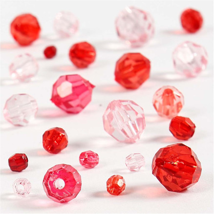 Harmoni Facetperler Mix - Rød, 45g, Kreativ DIY