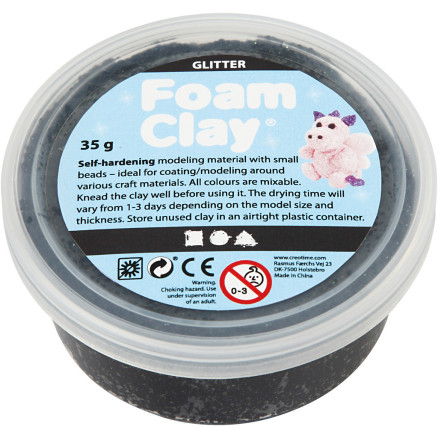 Foam Clay®, sort glitter, 35g/ 1 ds.