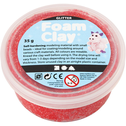 Foam Clay®, glitter, rød, 35g/ 1 ds.