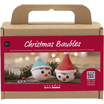 Mini DIY Kit Julekugler, Rød og grøn nisse, 1 pk.