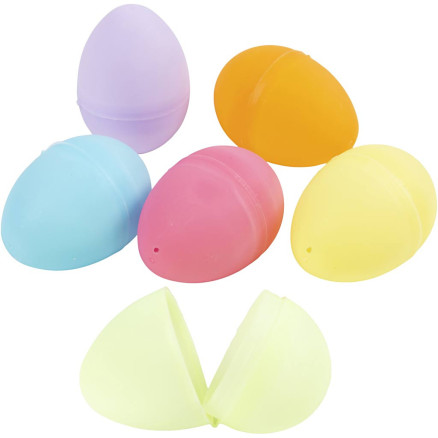 Æg, H: 6 cm, diam. 4 cm, pastelfarver, 12stk./ 1 pk.