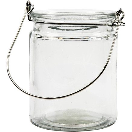 Cylinderformede lanterner i klart glas - 2 stk.