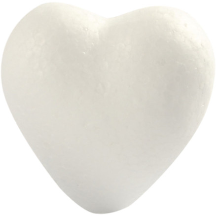 Hjerte, H: 6 cm, D: 3 cm, B: 6 cm, hvid, 5 stk./ 1 pk.