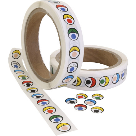 Sjove klistermærkeøjne, 13 mm, 2000 stk. i assorterede farver
